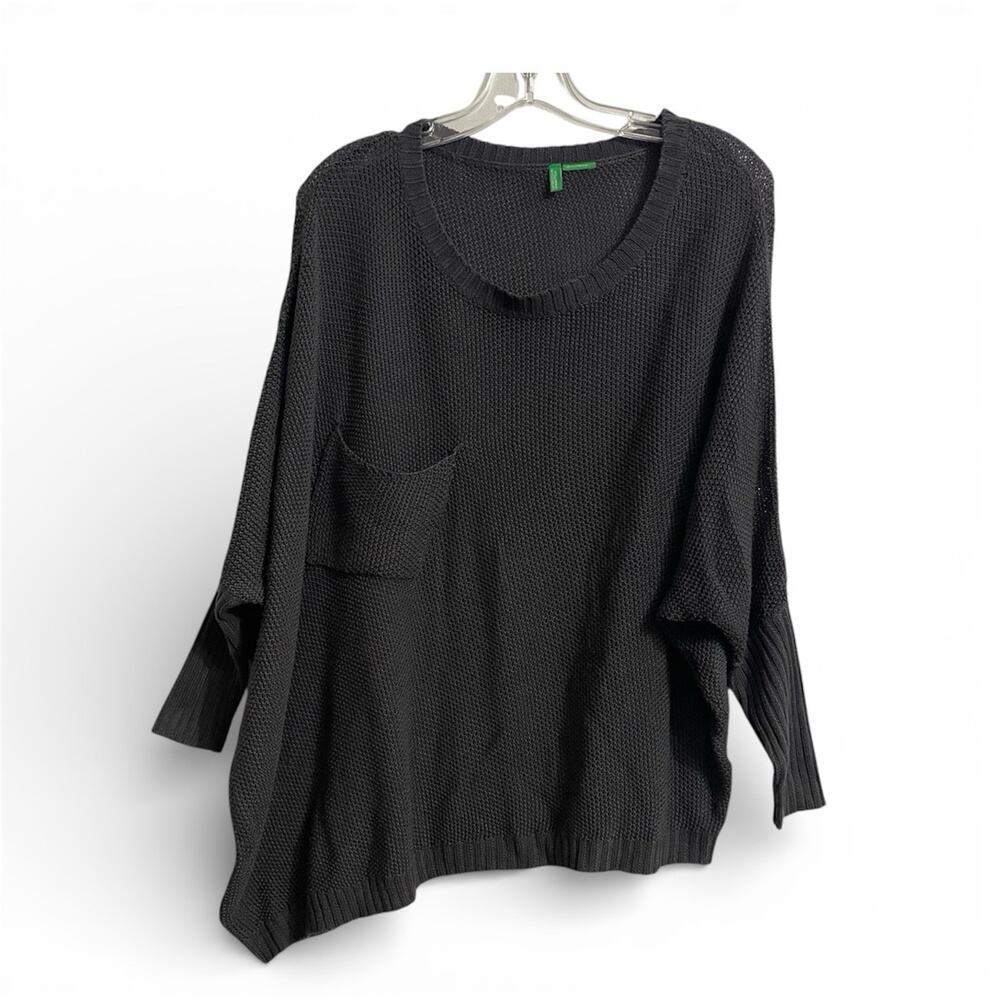United Colors of Benetton Sweater Size XS Women Gray Asymmetrical Dolman Sleeve